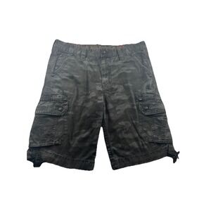 Rock Revival Cargo Shorts Gray Camo Heavy Classic Pockets Cinch Hem Men's 36 23